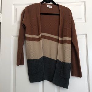 Beige brown and navy cardigan